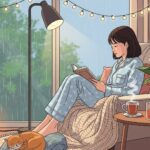 woman reading in cozy winter nook