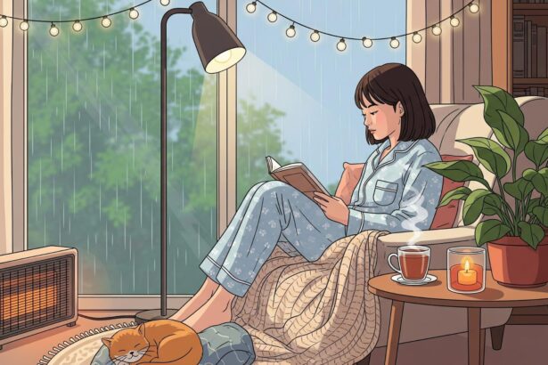 woman reading in cozy winter nook