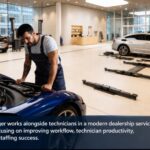 dealership technician working efficiently after service manager optimizes dispatch and workflow systems